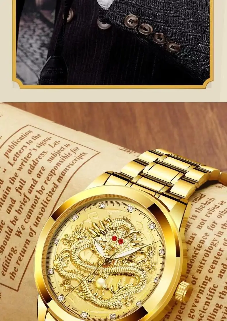 Luminous Gold Dragon Watch for Men — feature 16