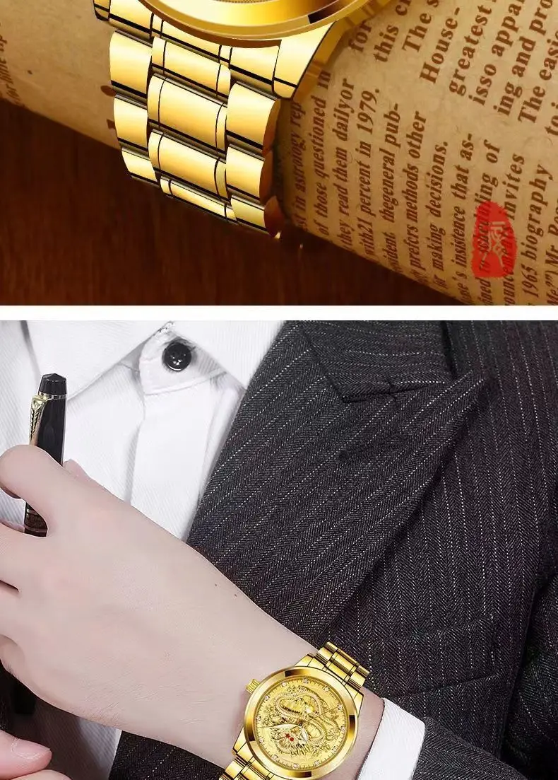 Luminous Gold Dragon Watch for Men — feature 17