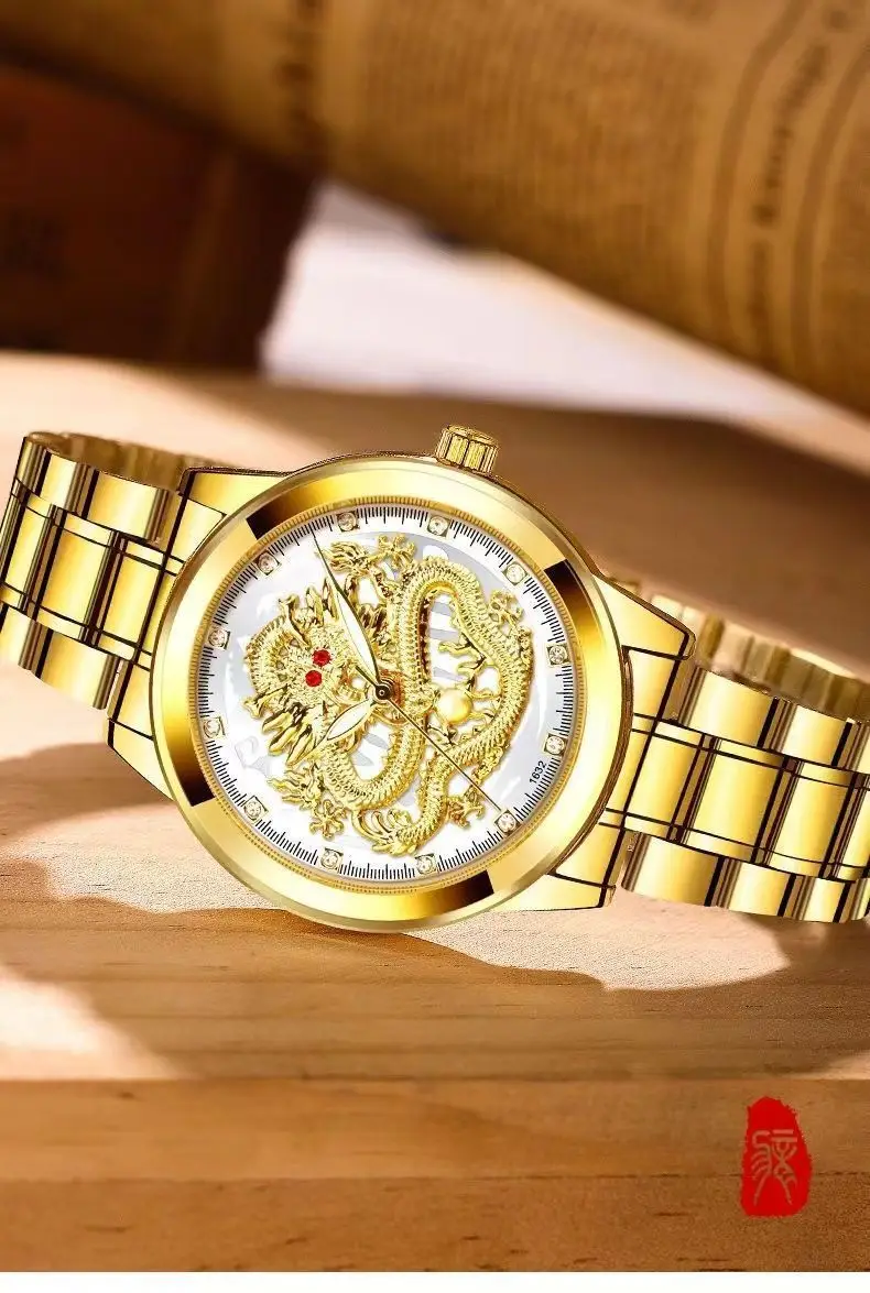Luminous Gold Dragon Watch for Men — feature 23