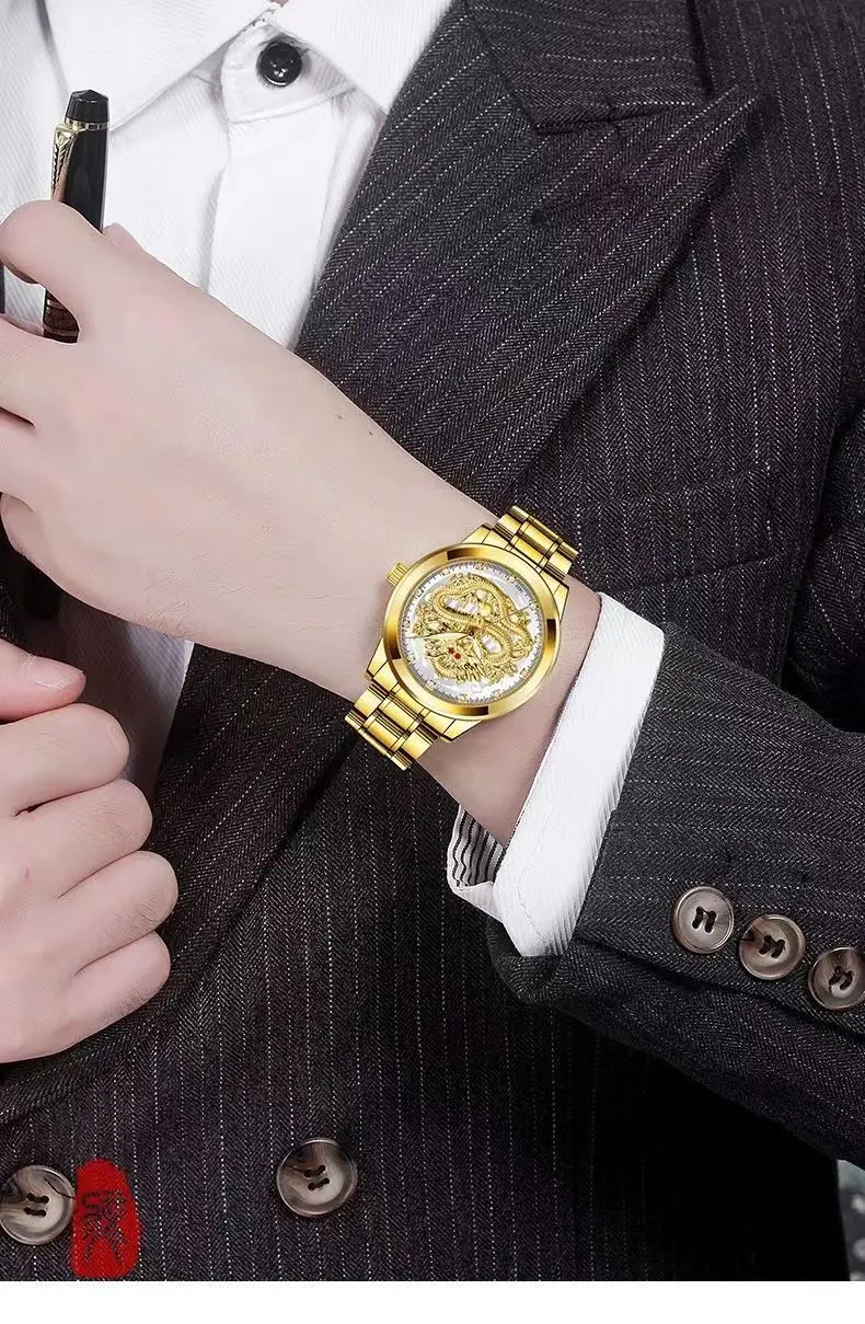 Luminous Gold Dragon Watch for Men — feature 24