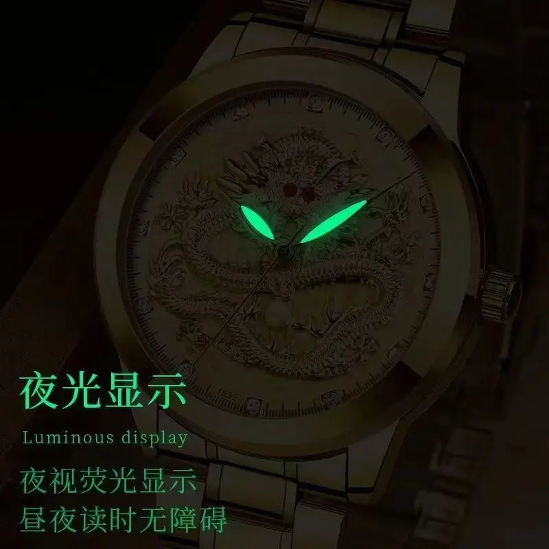 Luminous Gold Dragon Watch for Men — feature 4