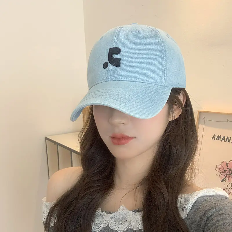 Women Wash Denim Baseball Cap Light Blue Face-Slimming - Image 7