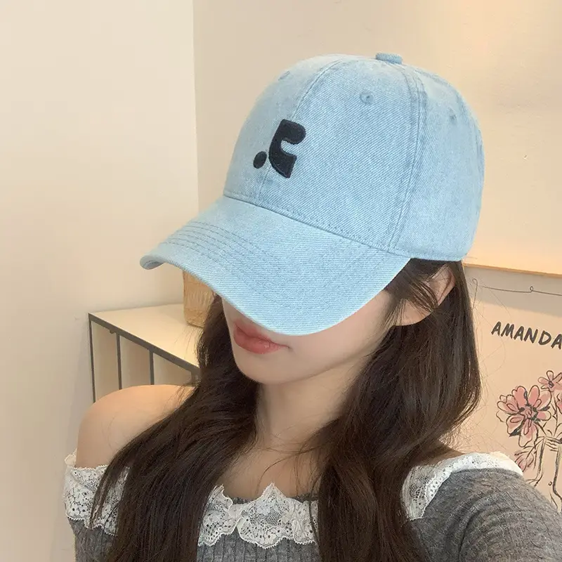Women Wash Denim Baseball Cap Light Blue Face-Slimming - Image 8