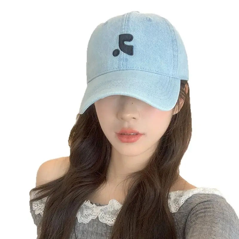 Women Wash Denim Baseball Cap Light Blue Face-Slimming - Image 9