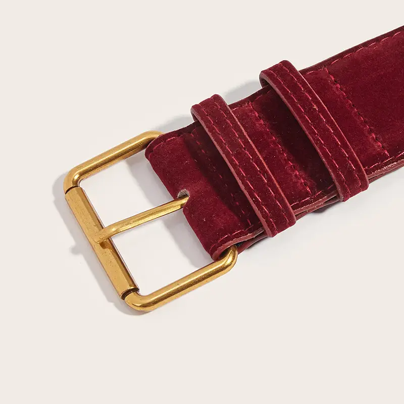 Women's Wide Belt Suede Dress with Jeans Skirt High-end Suit Jacket Wide Belt Simple All-match Waist Cover — feature 13