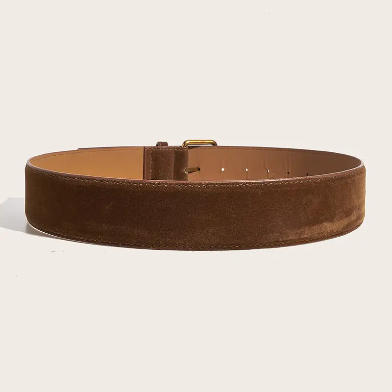 Women's Wide Belt Suede Dress with Jeans Skirt High-end Suit Jacket Wide Belt Simple All-match Waist Cover — feature 4
