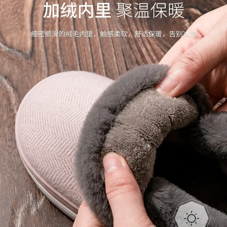 Couple's Cotton Shoes for Women, Winter Closed-Back Plush Outerwear with Extra Plush, Warm Home Large-Size Cotton Slippers, Maternity Shoes