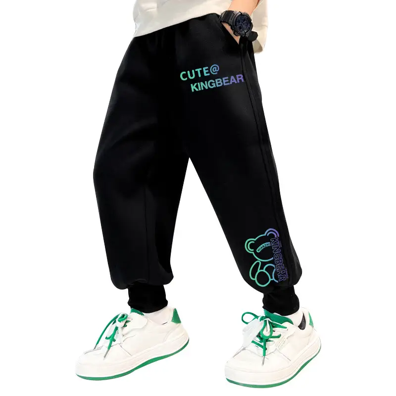 Kids Sweatpants Black Graphic Spring 2025