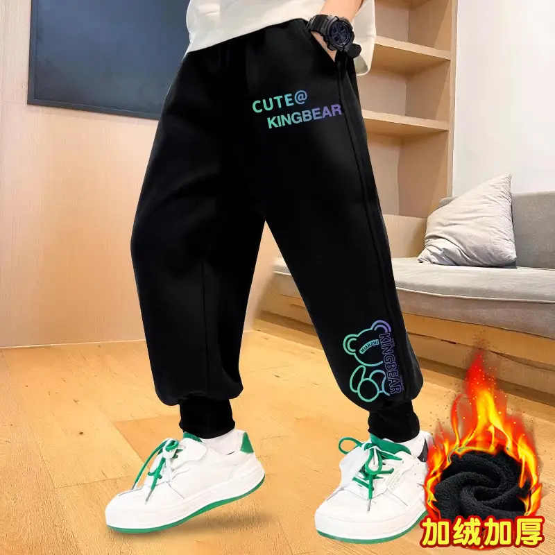 Kids Sweatpants Black Graphic Spring 2025