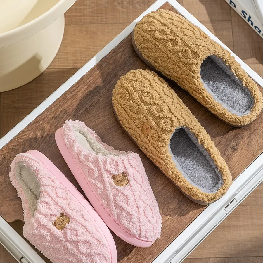 Women's Pink Fleece Lined Slippers Winter 2025