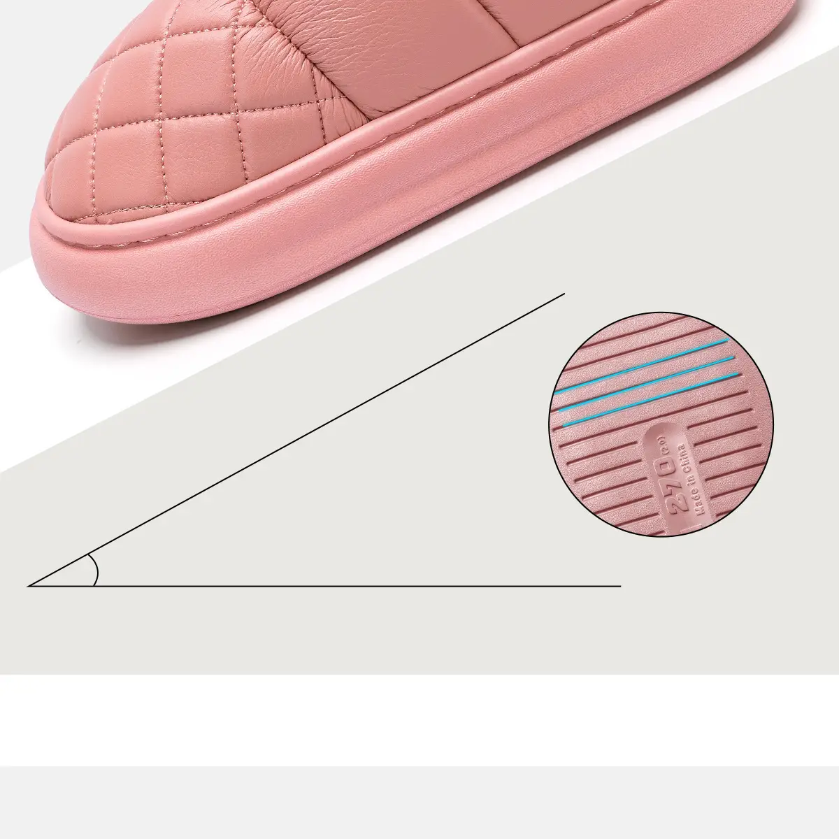 Women's Pink Quilted Warm Slippers Autumn Winter — feature 10