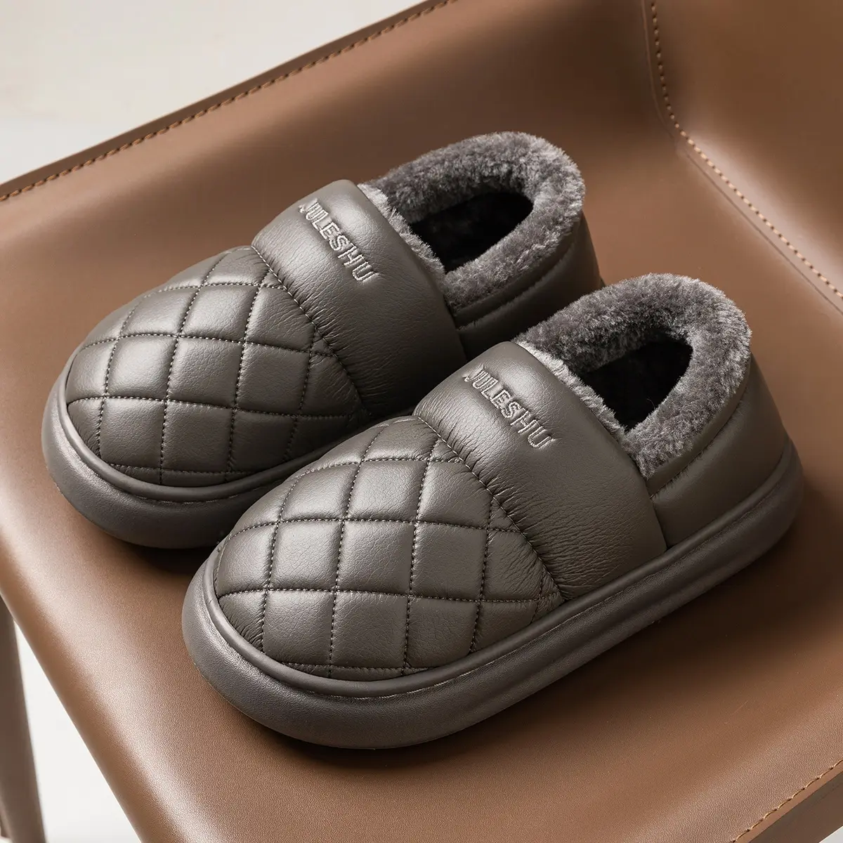 Women's Pink Quilted Warm Slippers Autumn Winter — feature 21