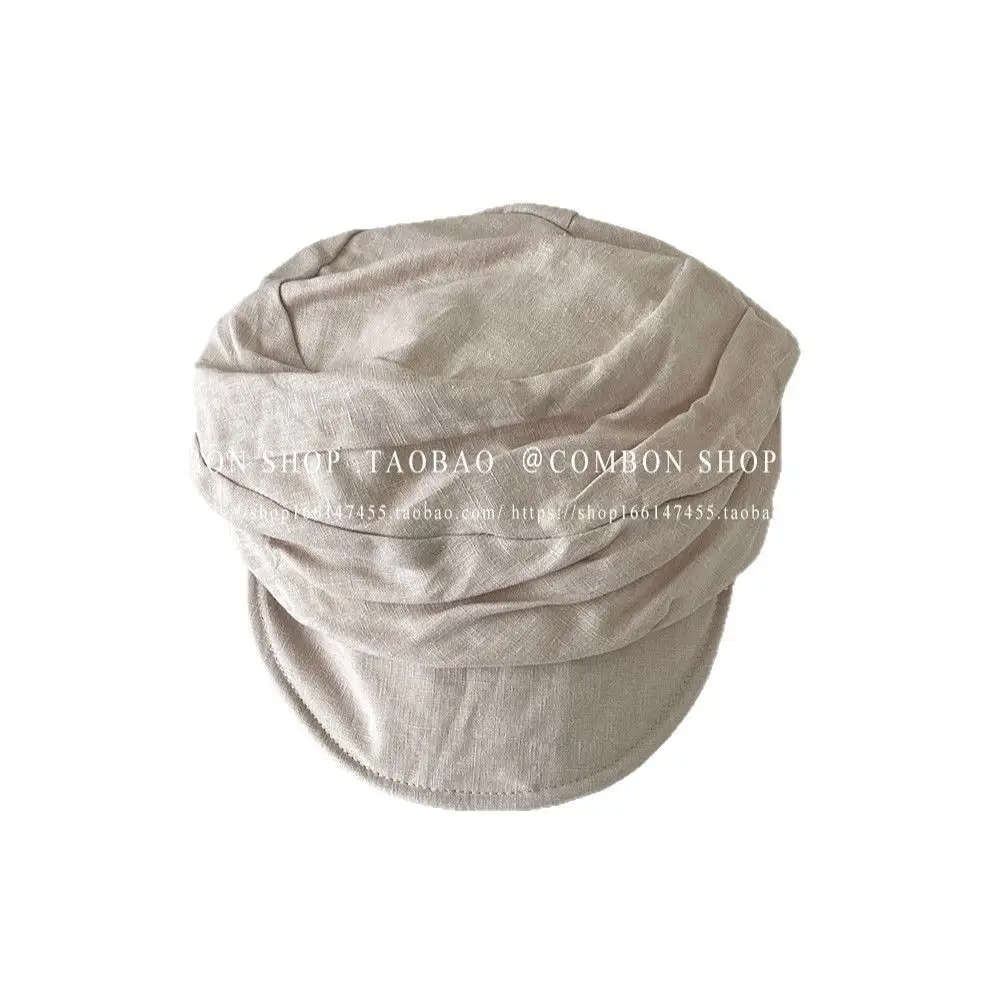 Women Black Cotton Linen Cap Spring Summer Forward - Image 7