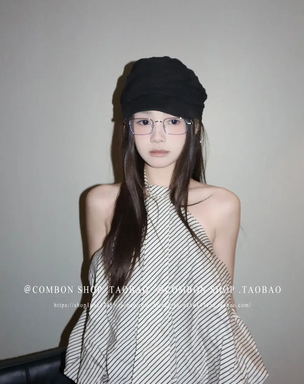 Women Black Cotton Linen Cap Spring Summer Forward — feature 7