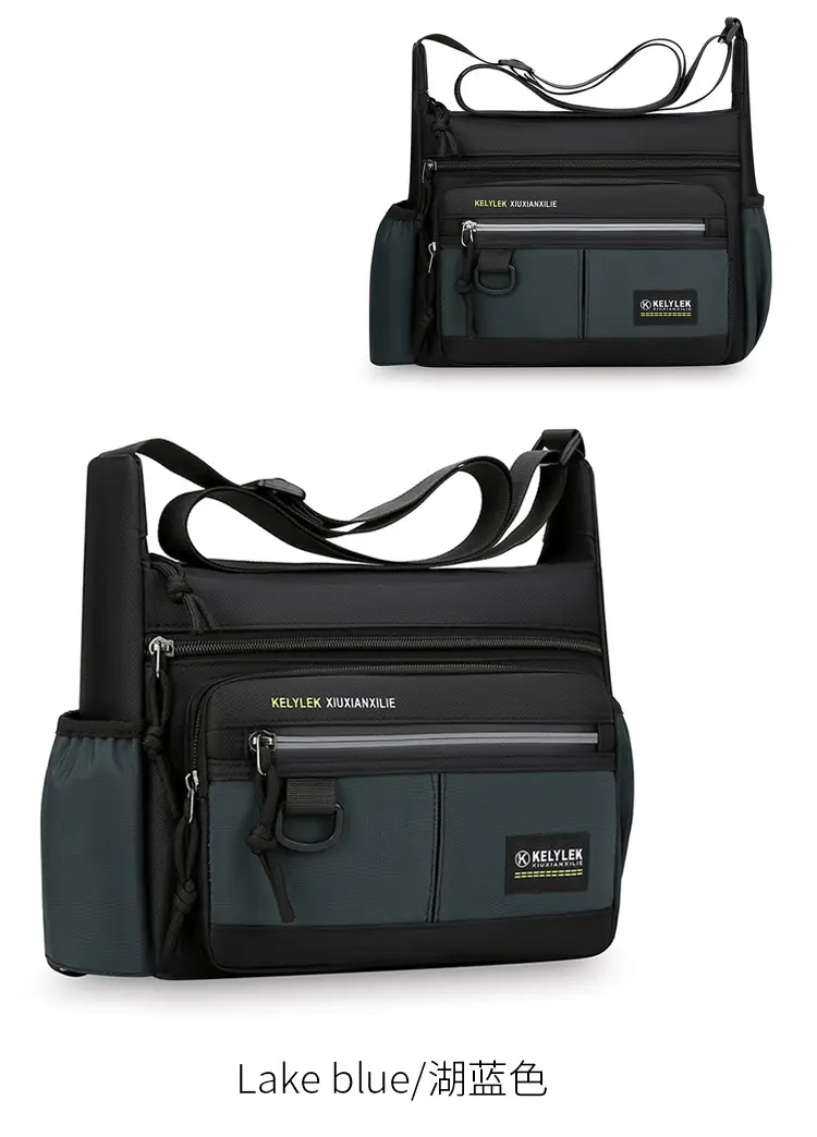 Men's Large Capacity Crossbody Bag Black Waterproof — feature 12