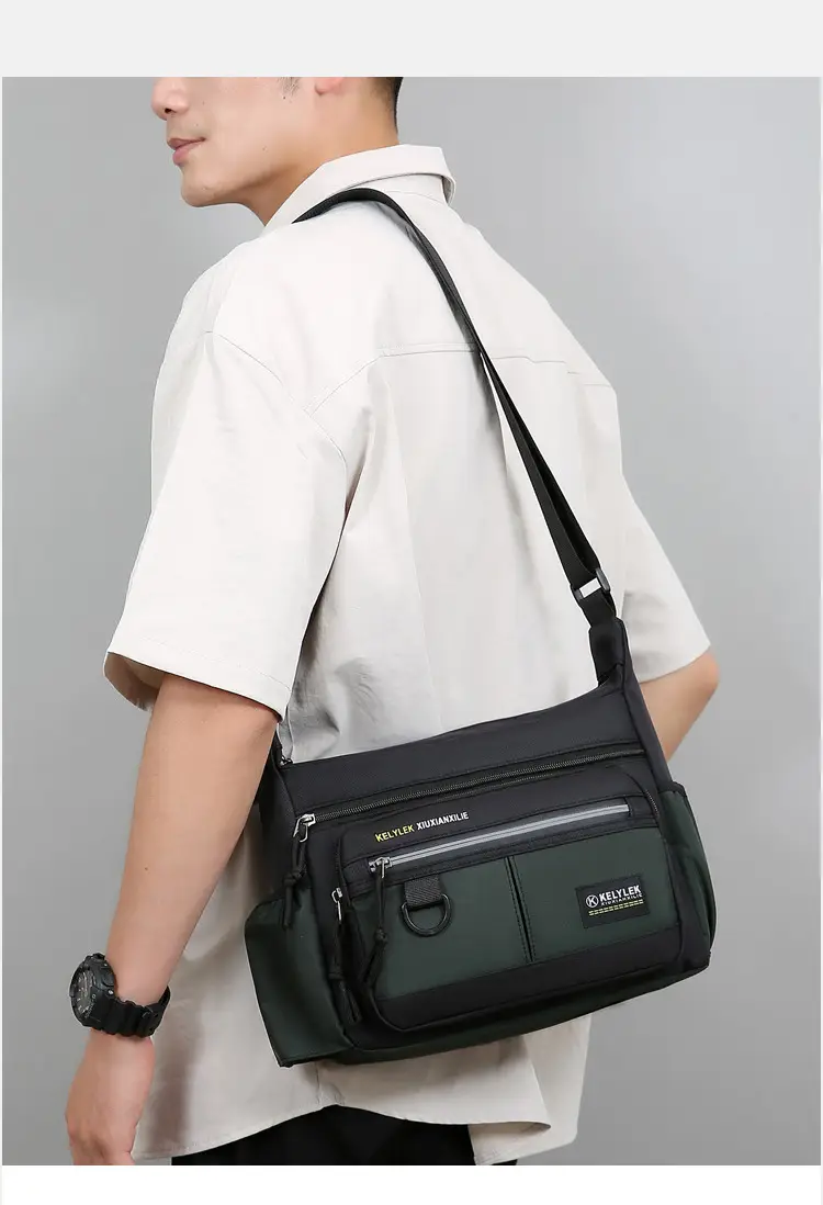 Men's Large Capacity Crossbody Bag Black Waterproof — feature 27