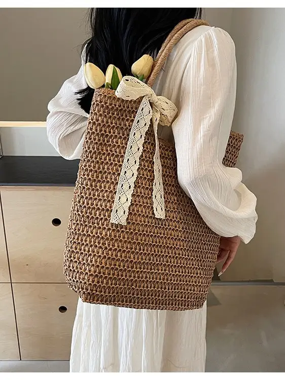 Women's Woven Shoulder Bag Brown New Spring 2025 - Image 3