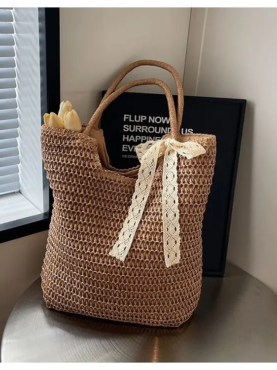 Women's Woven Shoulder Bag Brown New Spring 2025 - Image 7