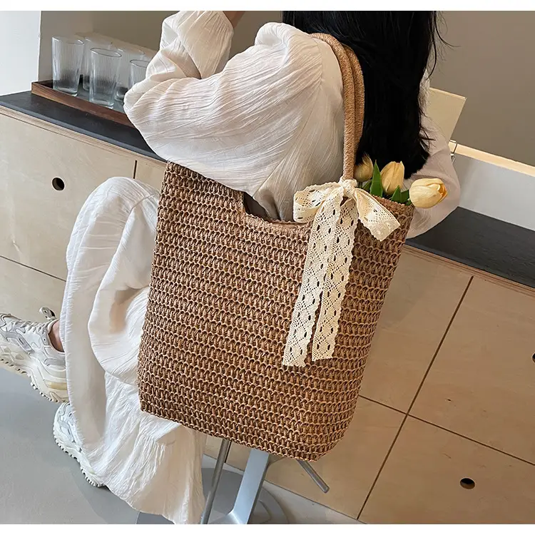 Women's Woven Shoulder Bag Brown New Spring 2025 — feature 11