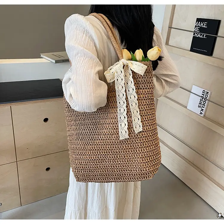 Women's Woven Shoulder Bag Brown New Spring 2025 — feature 12