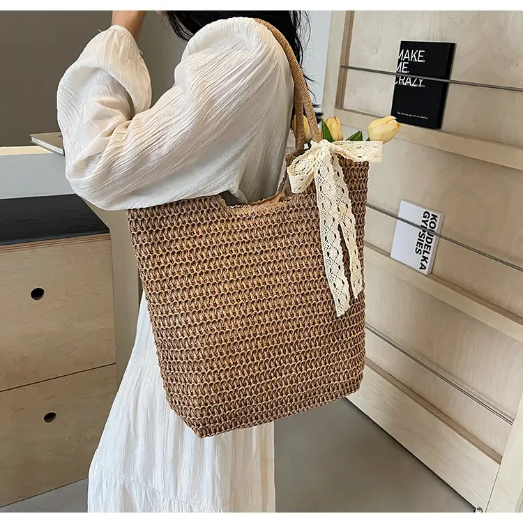 Women's Woven Shoulder Bag Brown New Spring 2025 — feature 13