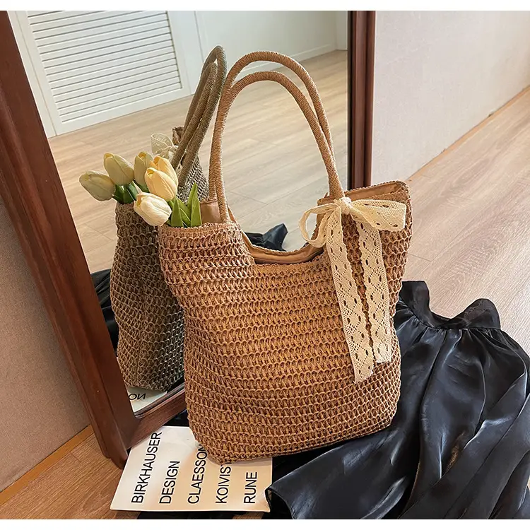 Women's Woven Shoulder Bag Brown New Spring 2025 — feature 40