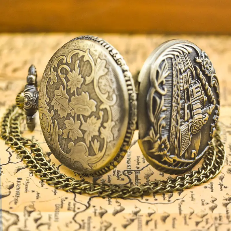 Steam Locomotive Pocket Watch with Chain Strap — feature 11