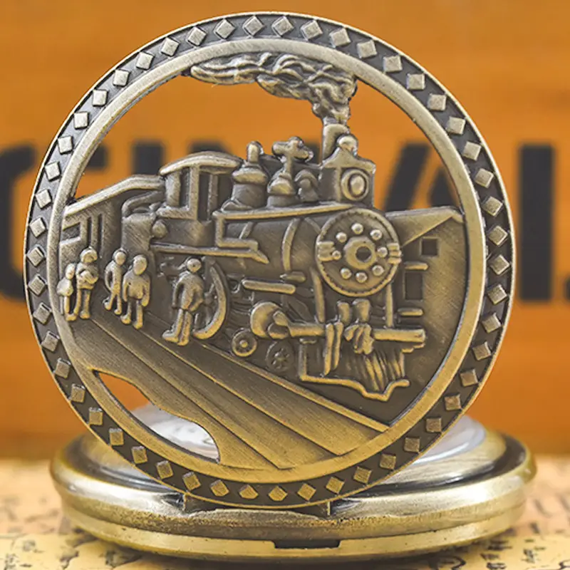 Steam Locomotive Pocket Watch with Chain Strap — feature 12