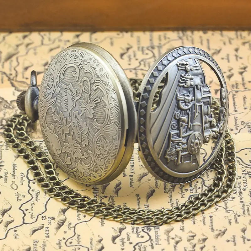 Steam Locomotive Pocket Watch with Chain Strap — feature 13