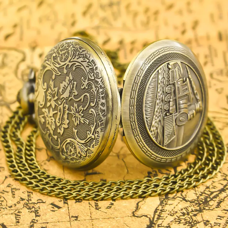 Steam Locomotive Pocket Watch with Chain Strap — feature 17