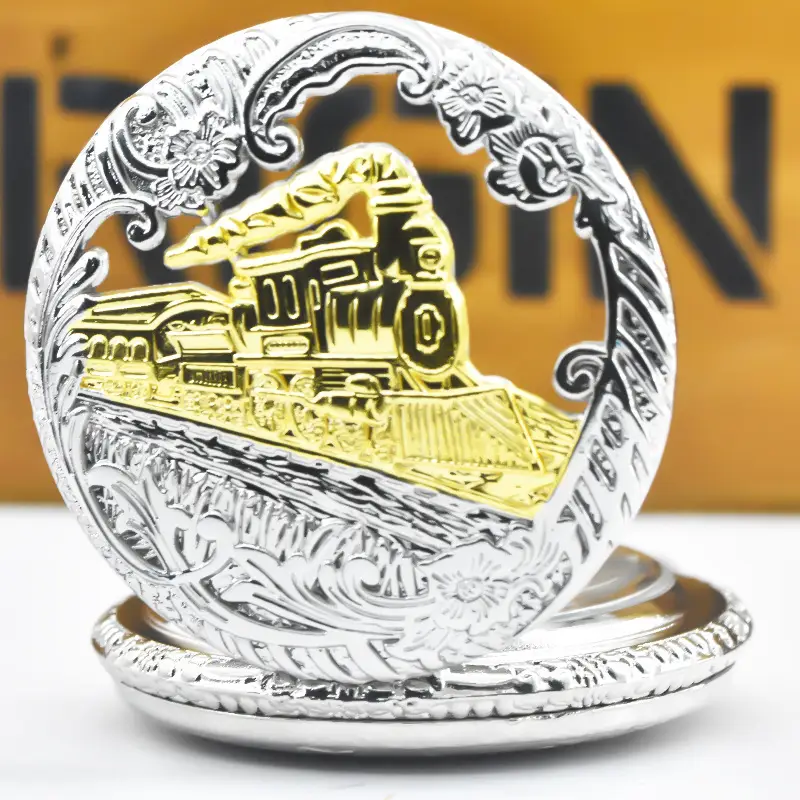 Steam Locomotive Pocket Watch with Chain Strap — feature 18