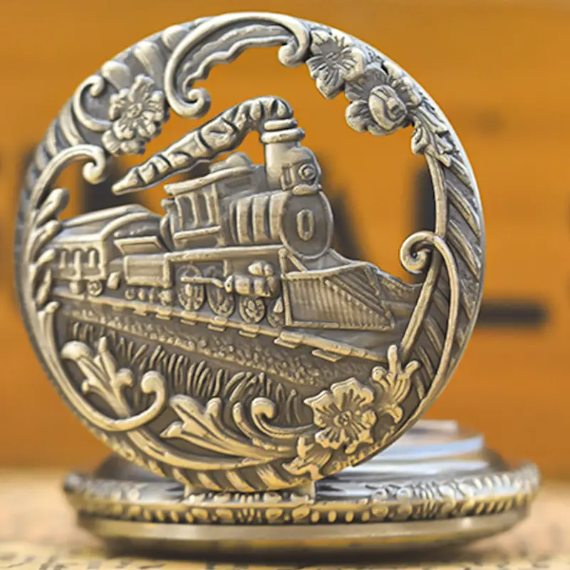 Steam Locomotive Pocket Watch with Chain Strap — feature 20