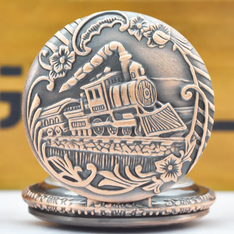 Steam Locomotive Pocket Watch with Chain Strap — feature 6