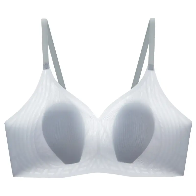 Quick-Drying Thin Ice Skin Bra for Large Busts, Makes Breasts Look Smaller, Bunny Ear Bra Pads, Seamless Summer Backless Thin Jelly Strip Bra