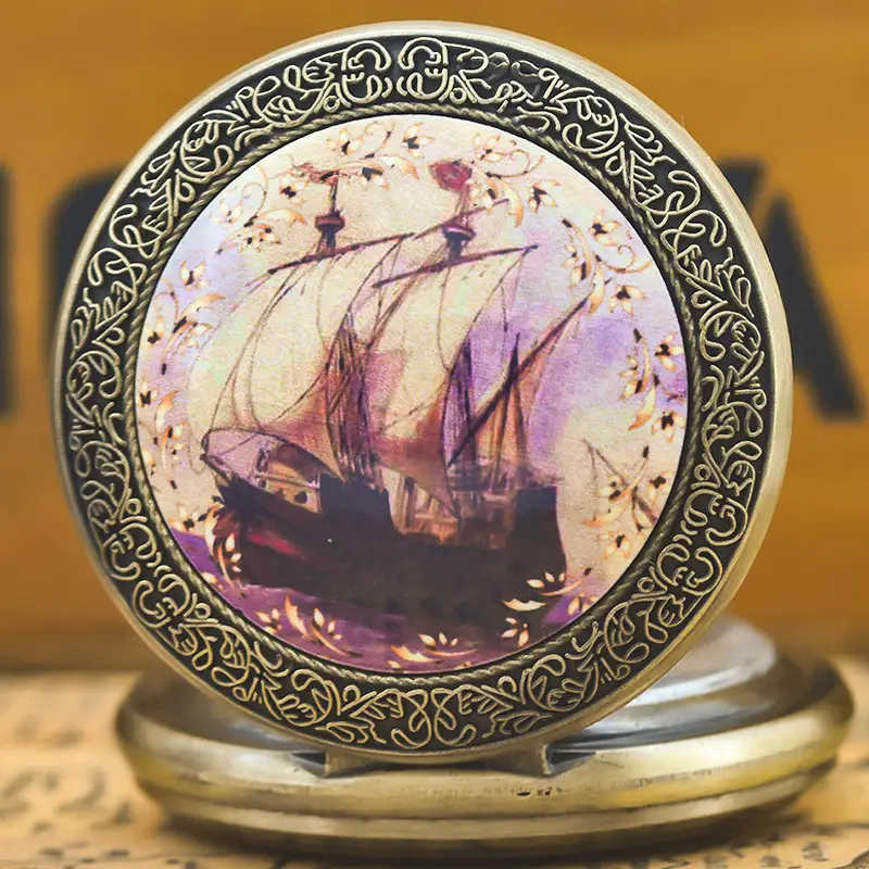 U.S. Constitution Sailboat Pocket Watch Necklace for Men Women — feature 5