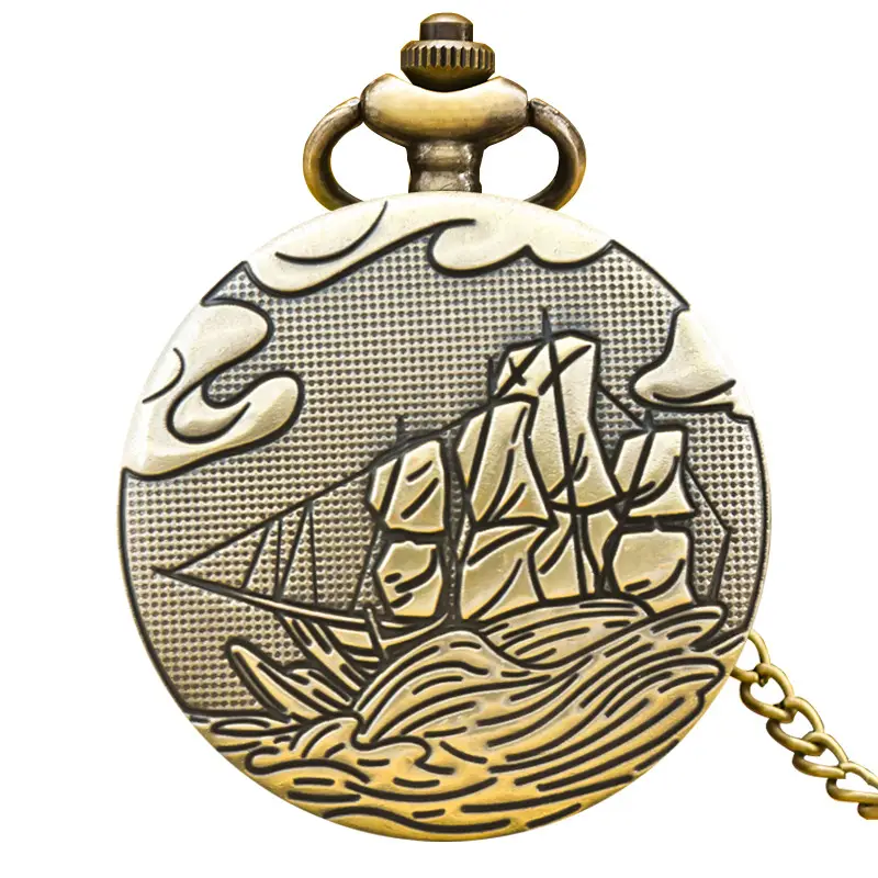 U.S. Constitution Sailboat Pocket Watch Necklace for Men Women - Image 3