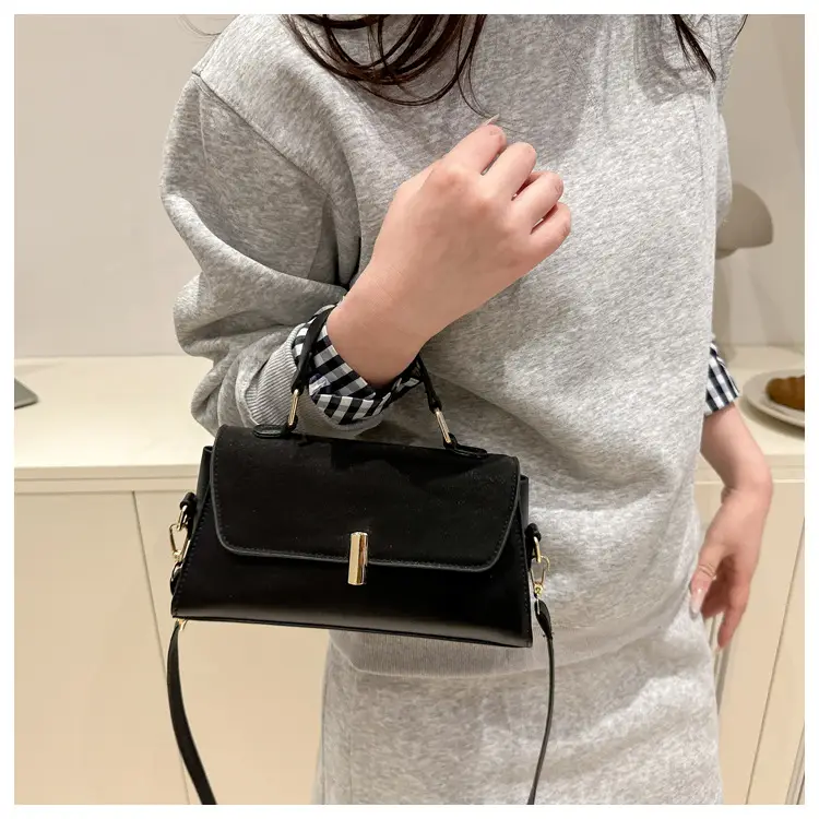 Red Textured Women's Crossbody Bag with Gold Clasp — feature 16