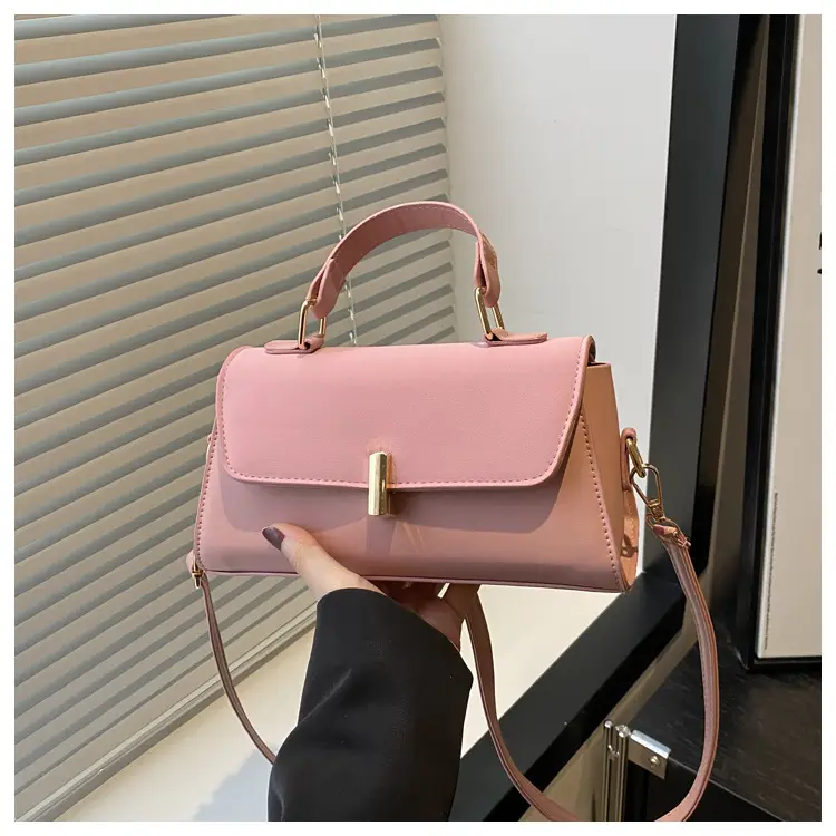 Red Textured Women's Crossbody Bag with Gold Clasp - Image 4