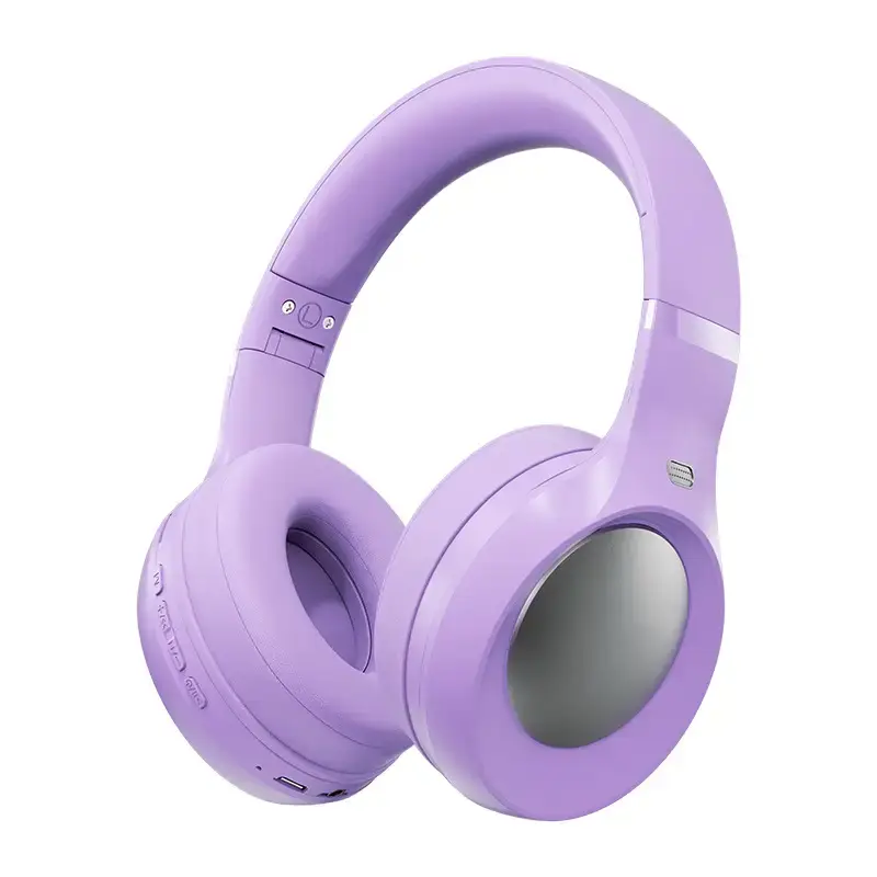 Purple Over-Ear Wireless Headphones with Noise Reduction