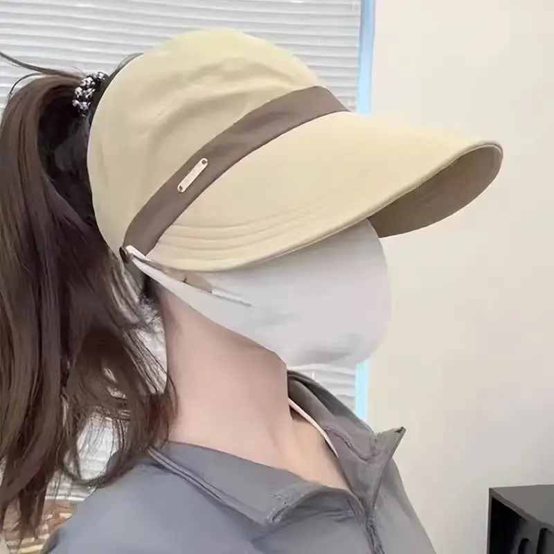 Women's Brown Sun Hat with Face Mask & Cap - Image 2