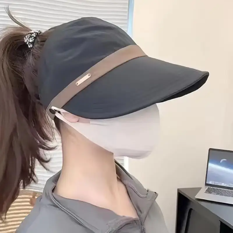 Women's Brown Sun Hat with Face Mask & Cap - Image 3