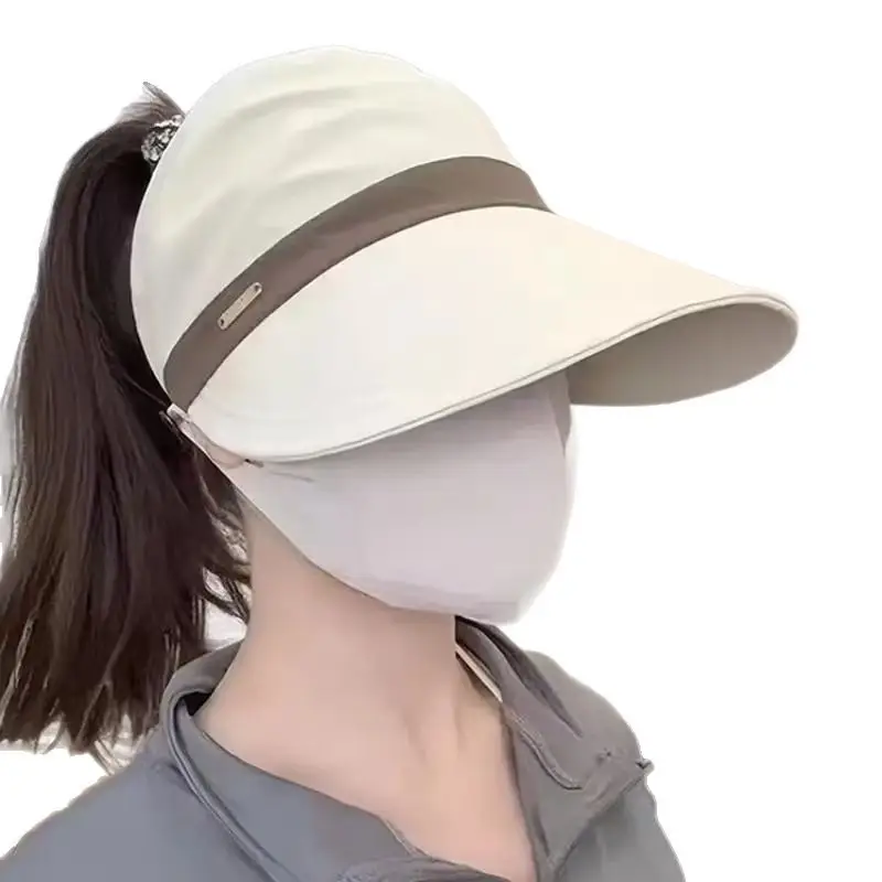 Women's Brown Sun Hat with Face Mask & Cap - Image 6