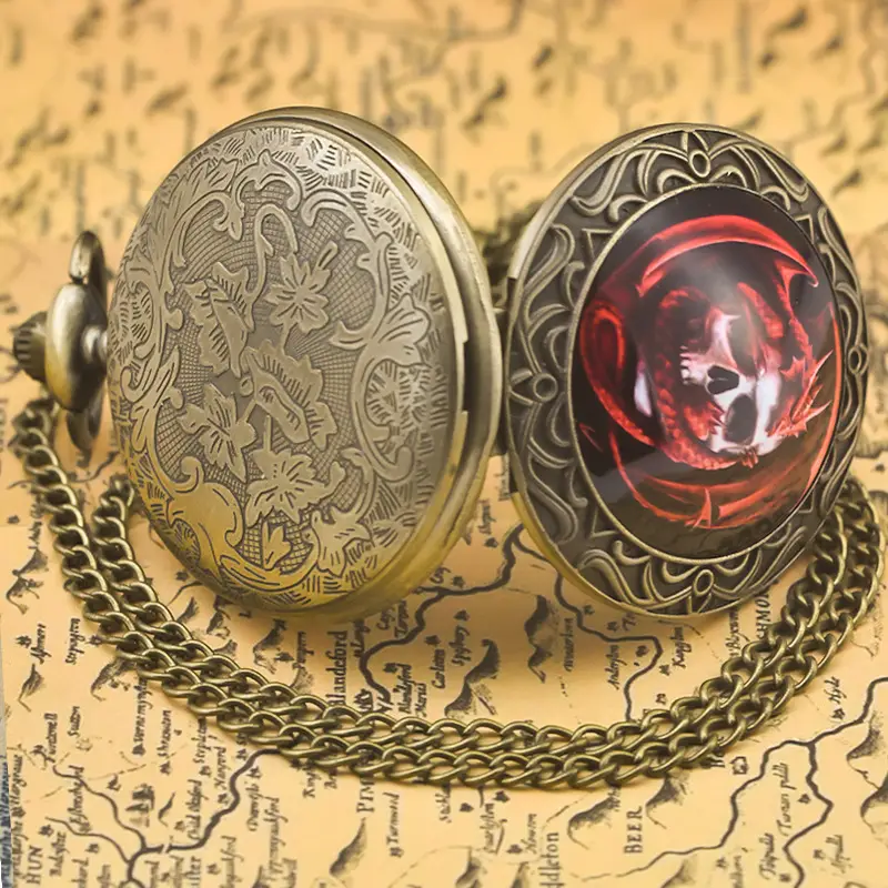 Vintage Bronze Pocket Watch with Anchor Navigation Map - Image 17