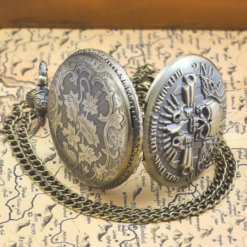 Vintage Bronze Pocket Watch with Anchor Navigation Map — feature 13