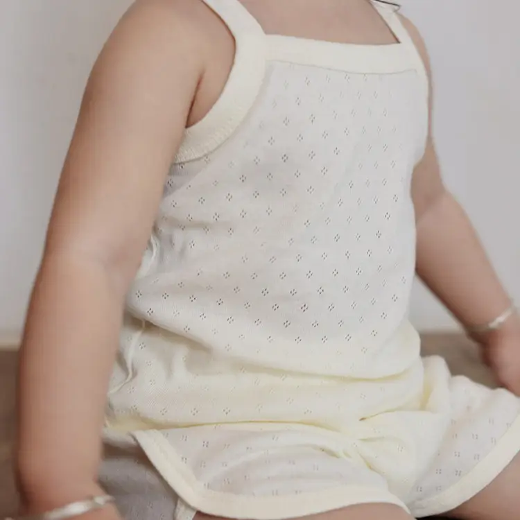 Baby Pajamas Summer Pure Cotton Type a Kidsren's Home Clothes Korean Pure Cotton Baby Sling Set Thin Girls Sleeping