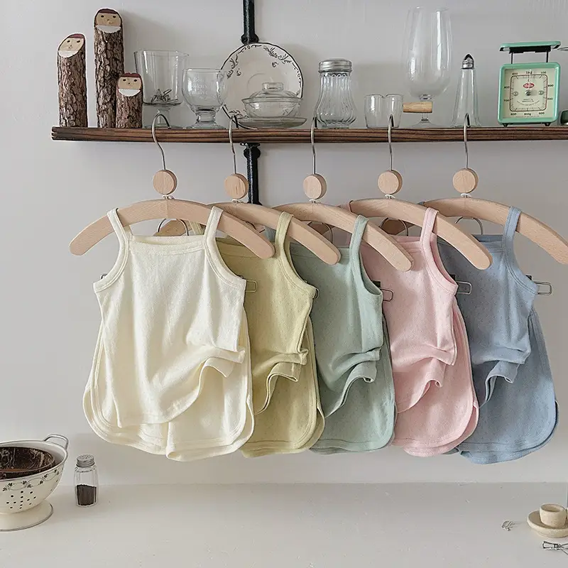 Baby Pajamas Summer Pure Cotton Type a Kidsren's Home Clothes Korean Pure Cotton Baby Sling Set Thin Girls Sleeping — feature 16