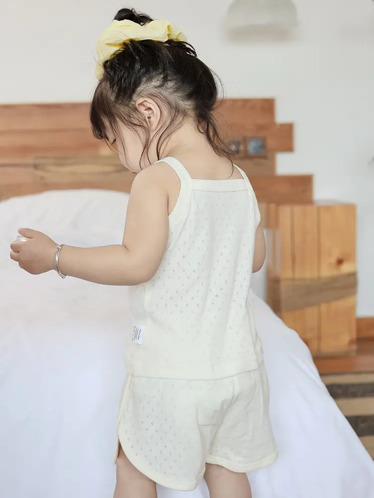 Baby Pajamas Summer Pure Cotton Type a Kidsren's Home Clothes Korean Pure Cotton Baby Sling Set Thin Girls Sleeping — feature 26