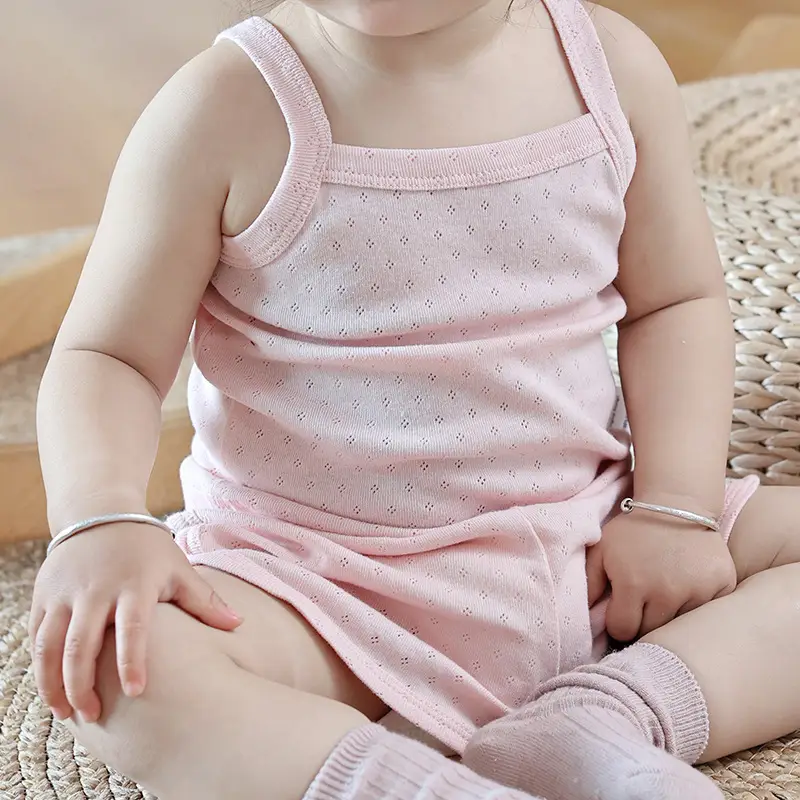 Baby Pajamas Summer Pure Cotton Type a Kidsren's Home Clothes Korean Pure Cotton Baby Sling Set Thin Girls Sleeping — feature 30