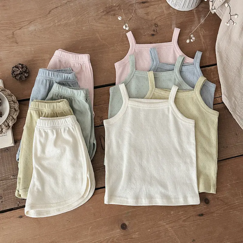 Baby Pajamas Summer Pure Cotton Type a Kidsren's Home Clothes Korean Pure Cotton Baby Sling Set Thin Girls Sleeping — feature 4