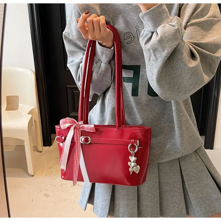Women's Beige One-shoulder Handbag with Ribbon — feature 14